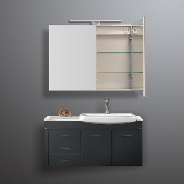 Spiegelkast Pandora 80x60x14cm Aluminium LED Verlichting Stopcontact Binnen en Buiten Spiegel Glazen Planken