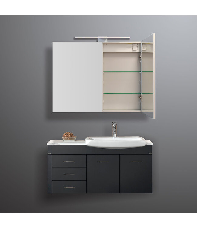 Spiegelkast Pandora 80x60x14cm Aluminium LED Verlichting Stopcontact Binnen en Buiten Spiegel Glazen Planken