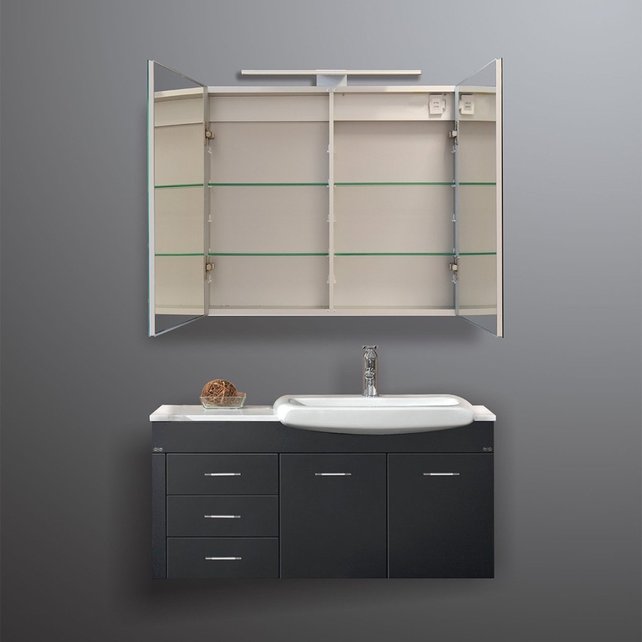 Spiegelkast Pandora 80x60x14cm Aluminium LED Verlichting Stopcontact Binnen en Buiten Spiegel Glazen Planken