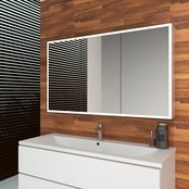 Spiegelkast Quatro 120x70x13cm Aluminium Geintegreerde LED Verlichting Sensor Lichtschakelaar Stopcontact Glazen Planken Spiegelkast Quatro 120x70x13cm Aluminium Geintegreerde LED Verlichting Sensor Lichtschakelaar Stopcontact Glazen Planken