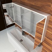 Spiegelkast Quatro 120x70x13cm Aluminium Geintegreerde LED Verlichting Sensor Lichtschakelaar Stopcontact Glazen Planken Spiegelkast Quatro 120x70x13cm Aluminium Geintegreerde LED Verlichting Sensor Lichtschakelaar Stopcontact Glazen Planken