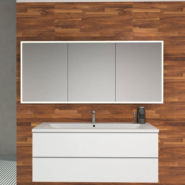 Spiegelkast Quatro 160x70x13cm Aluminium Geintegreerde LED Verlichting Sensor Lichtschakelaar Stopcontact Glazen Planken Spiegelkast Quatro 160x70x13cm Aluminium Geintegreerde LED Verlichting Sensor Lichtschakelaar Stopcontact Glazen Planken