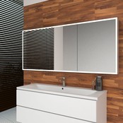 Spiegelkast Quatro 160x70x13cm Aluminium Geintegreerde LED Verlichting Sensor Lichtschakelaar Stopcontact Glazen Planken Spiegelkast Quatro 160x70x13cm Aluminium Geintegreerde LED Verlichting Sensor Lichtschakelaar Stopcontact Glazen Planken