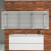 Spiegelkast Quatro 160x70x13cm Aluminium Geintegreerde LED Verlichting Sensor Lichtschakelaar Stopcontact Glazen Planken Spiegelkast Quatro 160x70x13cm Aluminium Geintegreerde LED Verlichting Sensor Lichtschakelaar Stopcontact Glazen Planken