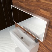 Spiegelkast Quatro 160x70x13cm Aluminium Geintegreerde LED Verlichting Sensor Lichtschakelaar Stopcontact Glazen Planken Spiegelkast Quatro 160x70x13cm Aluminium Geintegreerde LED Verlichting Sensor Lichtschakelaar Stopcontact Glazen Planken