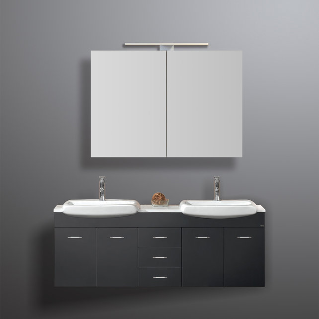 Spiegelkast Pandora 100x60x14cm Aluminium LED Verlichting Stopcontact Binnen en Buiten Spiegel Glazen Planken