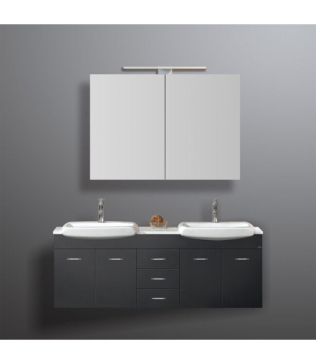 Spiegelkast Pandora 100x60x14cm Aluminium LED Verlichting Stopcontact Binnen en Buiten Spiegel Glazen Planken