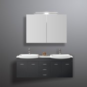 Spiegelkast Pandora 100x60x14cm Aluminium LED Verlichting Stopcontact Binnen en Buiten Spiegel Glazen Planken