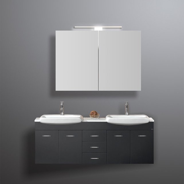 Spiegelkast Pandora 100x60x14cm Aluminium LED Verlichting Stopcontact Binnen en Buiten Spiegel Glazen Planken