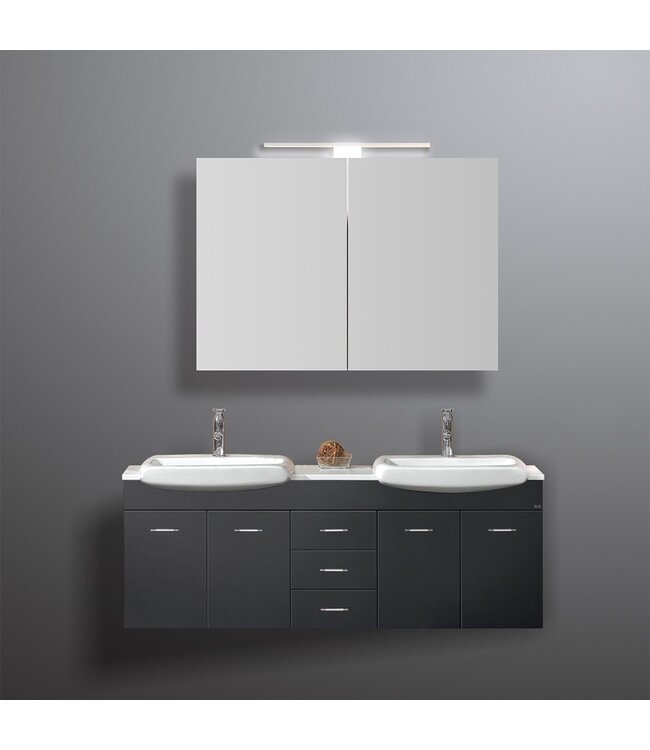 Spiegelkast Pandora 100x60x14cm Aluminium LED Verlichting Stopcontact Binnen en Buiten Spiegel Glazen Planken