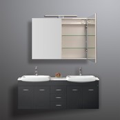 Spiegelkast Pandora 100x60x14cm Aluminium LED Verlichting Stopcontact Binnen en Buiten Spiegel Glazen Planken