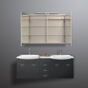 Spiegelkast Pandora 100x60x14cm Aluminium LED Verlichting Stopcontact Binnen en Buiten Spiegel Glazen Planken