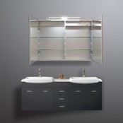 Spiegelkast Pandora 100x60x14cm Aluminium LED Verlichting Stopcontact Binnen en Buiten Spiegel Glazen Planken