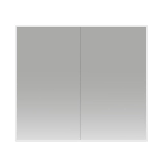 Spiegelkast Quatro 80x70x13cm Aluminium Geintegreerde LED Verlichting Sensor Lichtschakelaar Stopcontact Glazen Planken