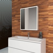 Spiegelkast Quatro 80x70x13cm Aluminium Geintegreerde LED Verlichting Sensor Lichtschakelaar Stopcontact Glazen Planken