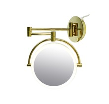 Cosmeticaspiegel 20x20cm Hoogglans Goud Geintegreerde LED Verlichting Kantelbaar 3x Vergrotend