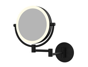 Cosmeticaspiegel 20x20cm Mat Zwart Geintegreerde LED Verlichting Kantelbaar 3x Vergrotend