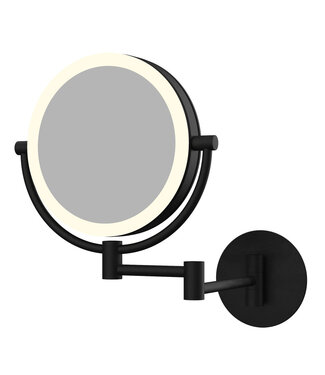 Wiesbaden Cosmeticaspiegel 20x20cm Mat Zwart Geintegreerde LED Verlichting Kantelbaar 3x Vergrotend