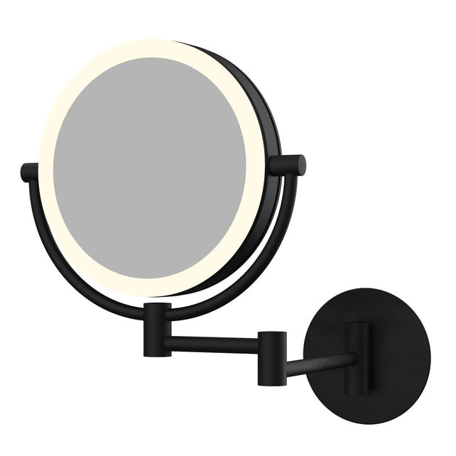 Cosmeticaspiegel 20x20cm Mat Zwart Geintegreerde LED Verlichting Kantelbaar 3x Vergrotend Cosmeticaspiegel 20x20cm Mat Zwart Geintegreerde LED Verlichting Kantelbaar 3x Vergrotend