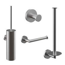 Toilet Accessoires Set Rondo RVS Luxe Borstel Set luxe Toiletrolhouder Handdoekhaak en Dubbele Reserverolhouder