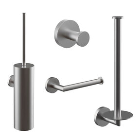 Toilet Accessoires Set Rondo RVS Luxe Borstel Set luxe Toiletrolhouder Handdoekhaak en Dubbele Reserverolhouder