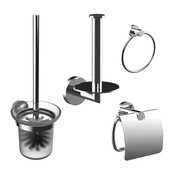 Toilet Accessoires Set Rondo Chroom Toiletborstelhouder Reserverolhouder Toiletrolhouder en Handdoekring