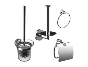 Toilet Accessoires Set Rondo Chroom Toiletborstelhouder Reserverolhouder Toiletrolhouder en Handdoekring