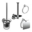 DIAMOND LINE Toilet Accessoires Set Rondo Chroom Toiletborstelhouder Reserverolhouder Toiletrolhouder en Handdoekring