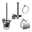 Toilet Accessoires Set Rondo Chroom Toiletborstelhouder Reserverolhouder Toiletrolhouder en Handdoekring