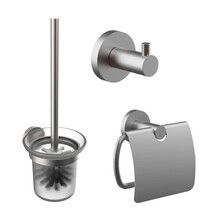 Toilet Accessoires Set Rondo RVS Toiletrolhouder Toiletborstelhouder en Jashaak
