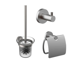 Toilet Accessoires Set Rondo RVS Toiletrolhouder Toiletborstelhouder en Jashaak