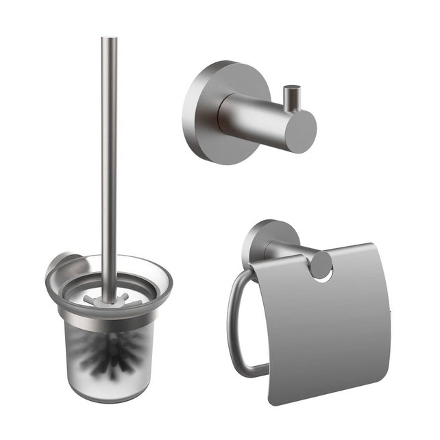 Toilet Accessoires Set Rondo RVS Toiletrolhouder Toiletborstelhouder en Jashaak
