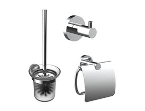 Toilet Accessoires Set Rondo Chroom Toiletrolhouder Toiletborstelhouder en Jashaak