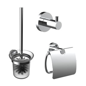 Toilet Accessoires Set Rondo Chroom Toiletrolhouder Toiletborstelhouder en Jashaak