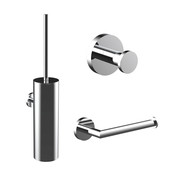 Toilet Accessoires Set Rondo Chroom Luxe Borstel Set Luxe Toiletrolhouder en Handdoekhaak
