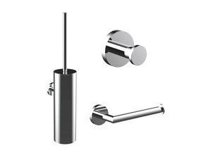 Toilet Accessoires Set Rondo Chroom Luxe Borstel Set Luxe Toiletrolhouder en Handdoekhaak