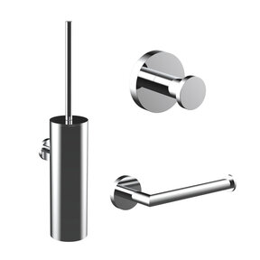 Toilet Accessoires Set Rondo Chroom Luxe Borstel Set Luxe Toiletrolhouder en Handdoekhaak