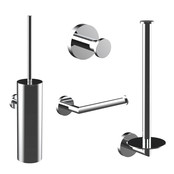 Toilet Accessoires Set Rondo Chroom Luxe Borstel Set luxe Toiletrolhouder Handdoekhaak en Dubbele Reserverolhouder Toilet Accessoires Set Rondo Chroom Luxe Borstel Set luxe Toiletrolhouder Handdoekhaak en Dubbele Reserverolhouder