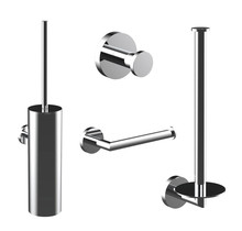 Toilet Accessoires Set Rondo Chroom Luxe Borstel Set luxe Toiletrolhouder Handdoekhaak en Dubbele Reserverolhouder