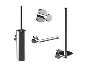 Toilet Accessoires Set Rondo Chroom Luxe Borstel Set luxe Toiletrolhouder Handdoekhaak en Dubbele Reserverolhouder