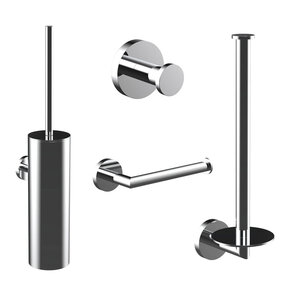 Toilet Accessoires Set Rondo Chroom Luxe Borstel Set luxe Toiletrolhouder Handdoekhaak en Dubbele Reserverolhouder