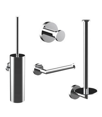 Toilet Accessoires Set Rondo Chroom Luxe Borstel Set luxe Toiletrolhouder Handdoekhaak en Dubbele Reserverolhouder