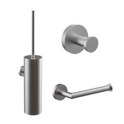 Toilet Accessoires Set Rondo RVS Luxe Borstel Set Luxe Toiletrolhouder en Handdoekhaak