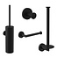 Toilet Accessoires Set Rondo Mat Zwart Luxe Borstel Set luxe Toiletrolhouder Handdoekhaak en Dubbele Reserverolhouder