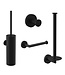 Toilet Accessoires Set Rondo Mat Zwart Luxe Borstel Set luxe Toiletrolhouder Handdoekhaak en Dubbele Reserverolhouder