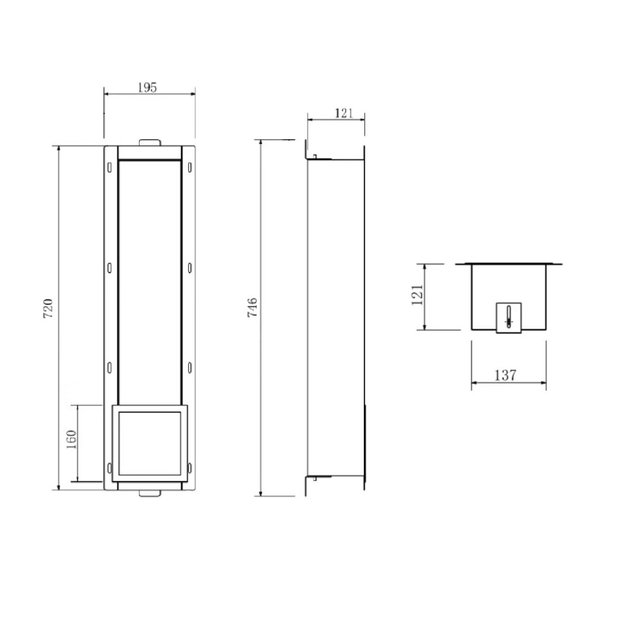 Toiletrolhouder Rondo RVS Inbouw Reserve 72x19,5x12cm Toiletrolhouder Rondo RVS Inbouw Reserve 72x19,5x12cm
