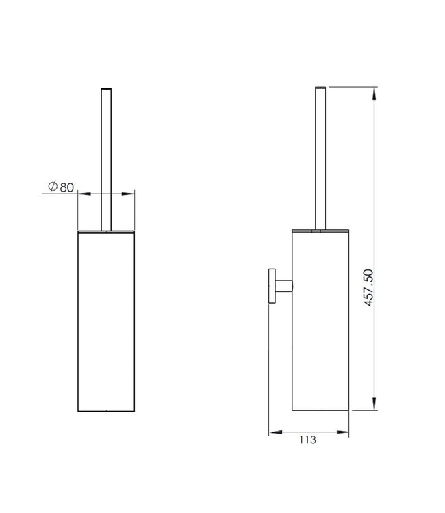 WC Borstel Set Rondo Hangend Luxe Messing RVS