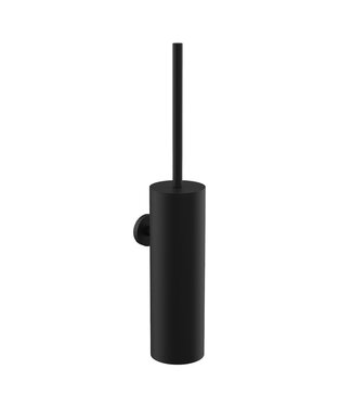 Toiletborstelhouder Set Mat Zwart Rondo Hangend Luxe Messing