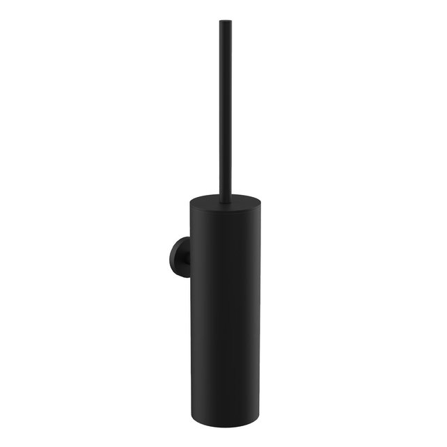 Toiletborstelhouder Set Mat Zwart Rondo Hangend Luxe Messing