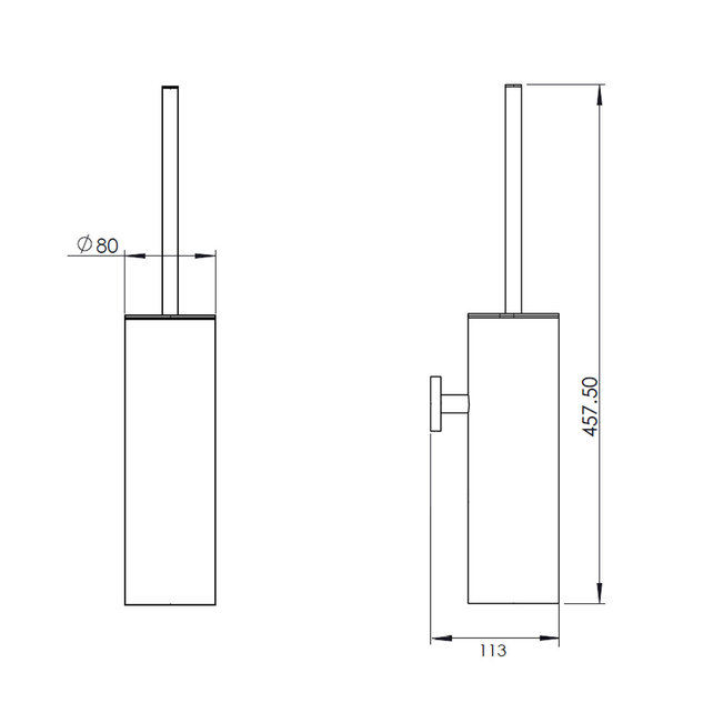 Toiletborstelhouder Set Mat Zwart Rondo Hangend Luxe Messing